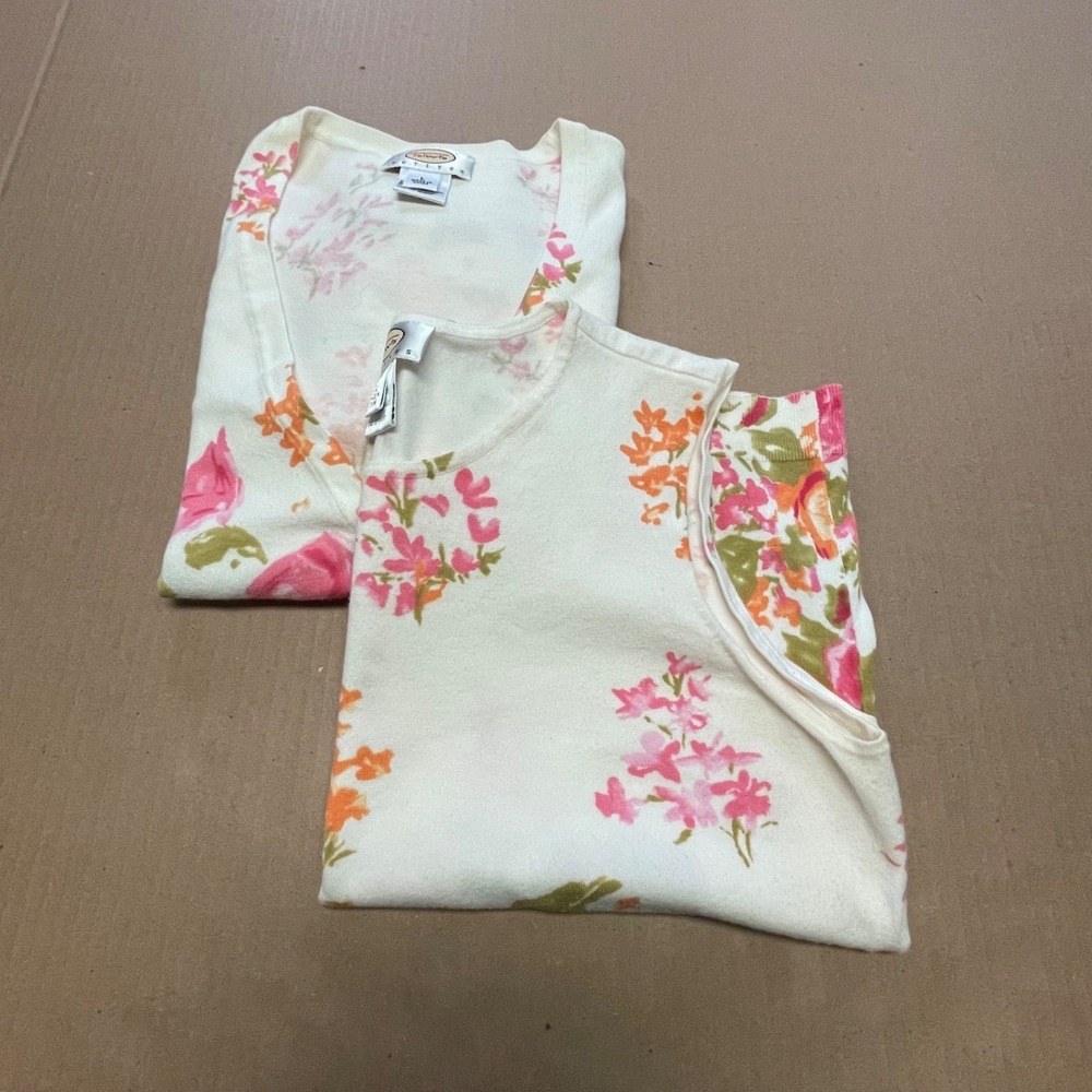 Vintage Talbots Women's Petite LP‎ Floral Cardigan Set Cottagecore Grannycore